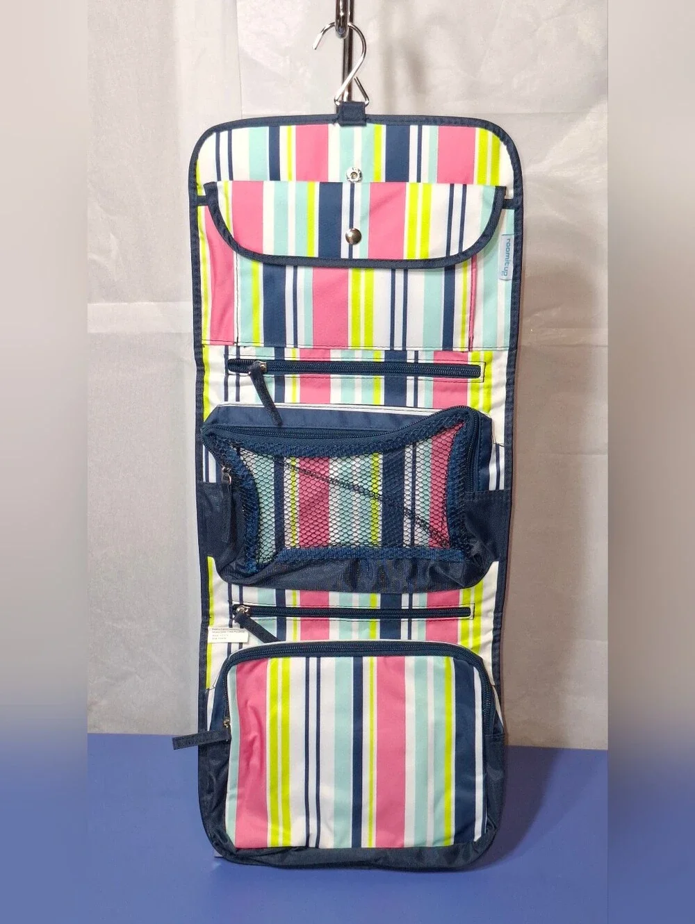 Room It Up Striped Hanging Organizer - Pink, Lime, Navy- NWT